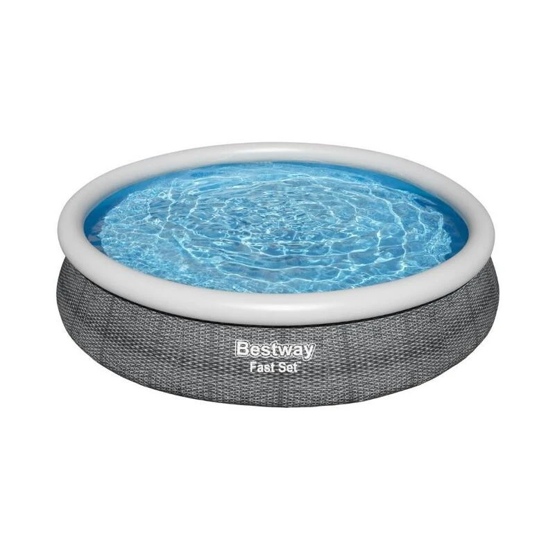 Bestway - Fast Set - Piscine Gonflable - 366x76 Cm - Impression Rotin - Ronde 3 Bestway - Fast Set - Piscine Gonflable - 366x76 Cm - Impression Rotin - Ronde – Image 3