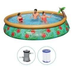 Bestway - Fast Set - Piscine Gonflable - 457x84 Cm - Impression Du Paradis