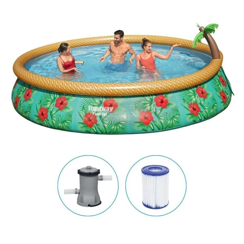 Bestway - Fast Set - Piscine Gonflable - 457x84 Cm - Impression Du Paradis 1 Bestway - Fast Set - Piscine Gonflable - 457x84 Cm - Impression Du Paradis