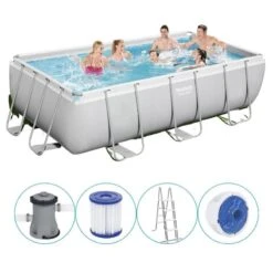 Bestway - Power Steel - Piscine Tubulaire - 404x201x100 Cm - Rectangulaire