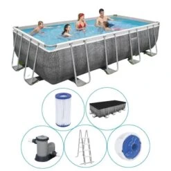 Bestway - Power Steel - Piscine Tubulaire - 549x274x122 Cm - Impression Rotin