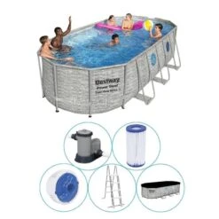 Bestway - Power Steel Swim Vista - Piscine Tubulaire - 549x274x122 Cm - Pierre