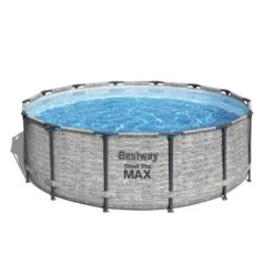 Bestway - Steel Pro MAX - Piscine Tubulaire - 427x122 Cm - Imprimé Pierre -Bestway bestway steel pro max piscine tubulaire 427x122 cm imprime pierre 2