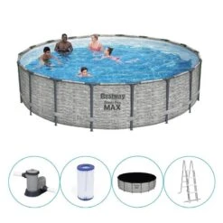 Bestway - Steel Pro MAX - Piscine Tubulaire - 549x122 Cm - Imprimé Pierre