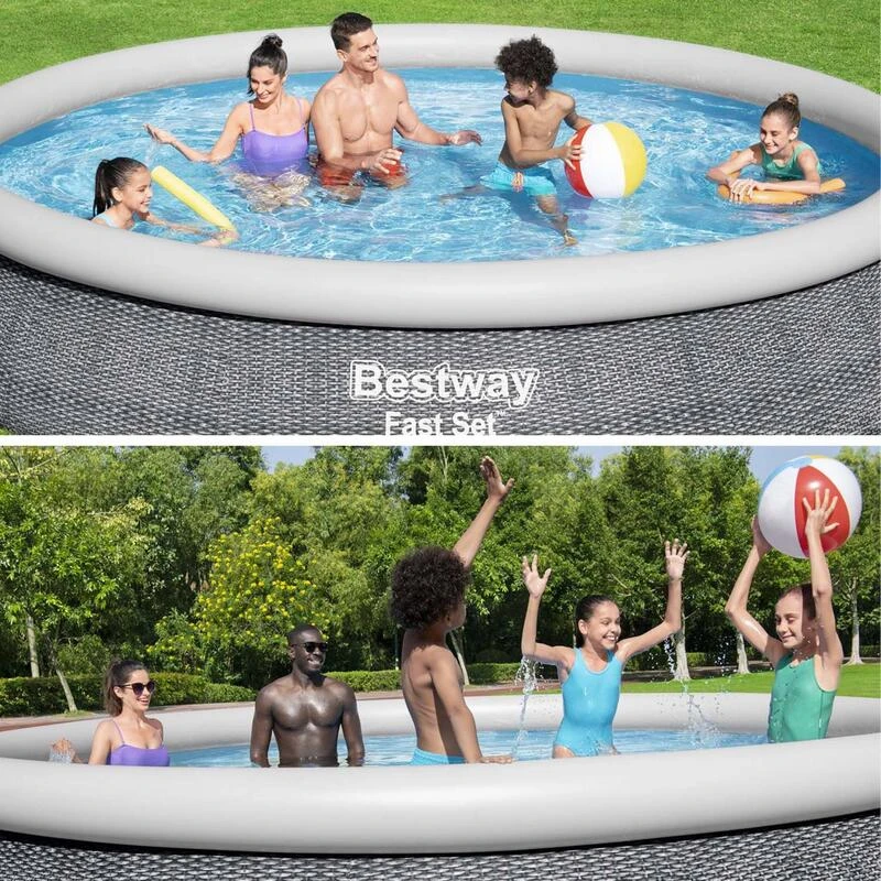 Bestway Piscine Gonflable Hors Sol Grise Ronde 457x84cm | Sweeek 2 Bestway Piscine Gonflable Hors Sol Grise Ronde 457x84cm | Sweeek – Image 2