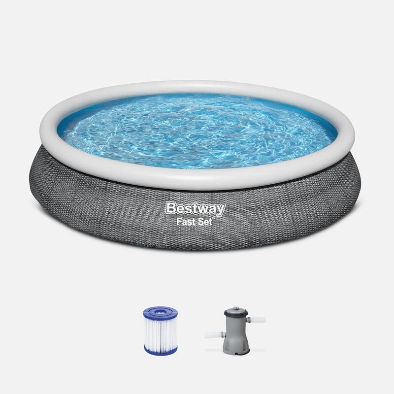 Bestway Piscine Gonflable Hors Sol Grise Ronde 457x84cm | Sweeek 1 Bestway Piscine Gonflable Hors Sol Grise Ronde 457x84cm | Sweeek
