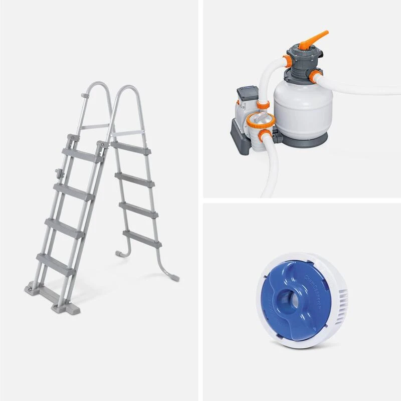 Bestway Piscine Tubulaire - Ambre - 10x5m Grise, Pompe De Filtration, Bâche De 5 Bestway Piscine Tubulaire - Ambre - 10x5m Grise, Pompe De Filtration, Bâche De – Image 5