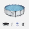 Bestway Piscine Tubulaire Hors Sol Come Grise, Ronde 457x122cm Avec Pompe De