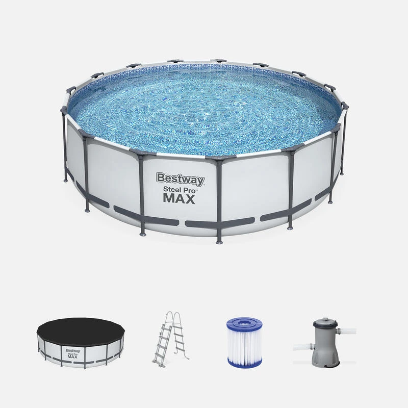Bestway Piscine Tubulaire Hors Sol Come Grise, Ronde 457x122cm Avec Pompe De 1 Bestway Piscine Tubulaire Hors Sol Come Grise, Ronde 457x122cm Avec Pompe De