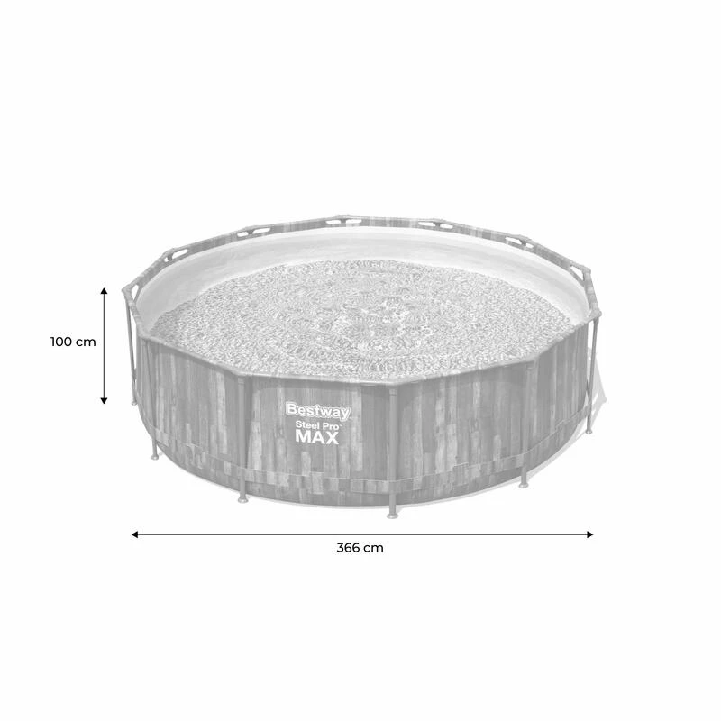 Bestway Piscine Tubulaire - Opalite Grise - Aspect Bois, Piscine Ronde 3,6m 3 Bestway Piscine Tubulaire - Opalite Grise - Aspect Bois, Piscine Ronde 3,6m – Image 3