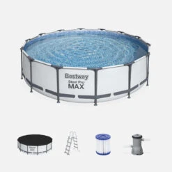 Bestway Piscine Tubulaire - Peridot 14,5m² Piscine Ronde 4,3m Avec Pompe De