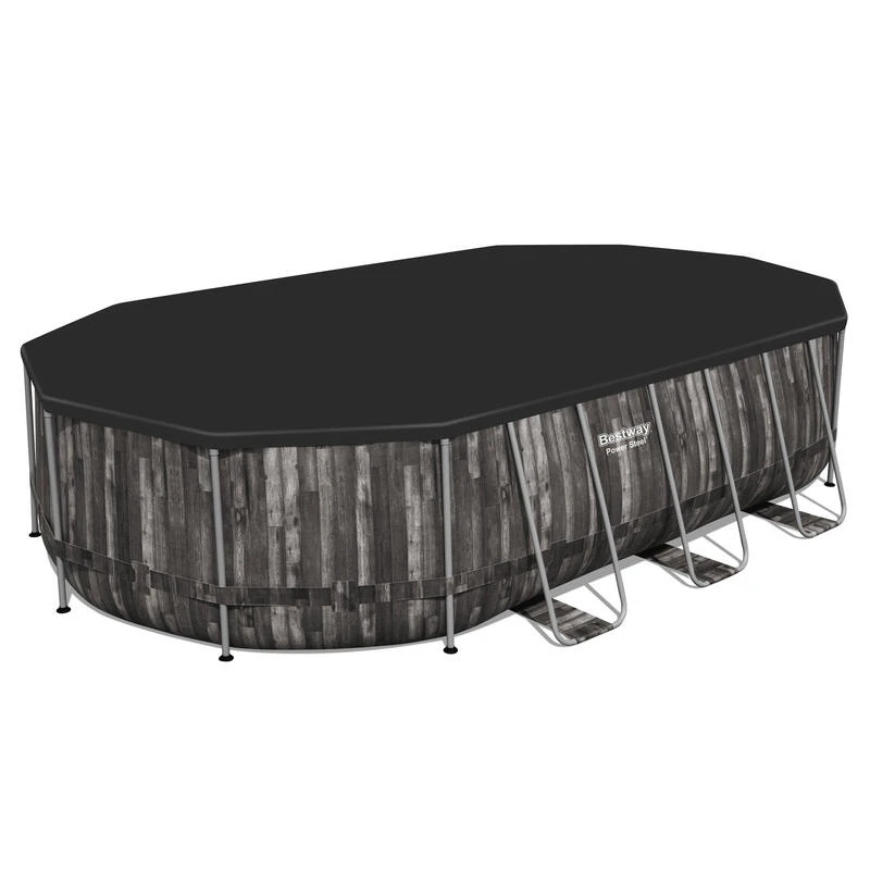 Bestway Piscine Tubulaire Power Steel Décor Bois Ovale 6,10 X 3,66 X 1,22 M 2 Bestway Piscine Tubulaire Power Steel Décor Bois Ovale 6,10 X 3,66 X 1,22 M – Image 2
